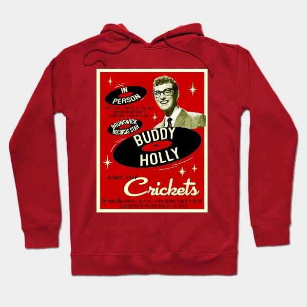 Buddy Holly In Person (Red) Hoodie by Vandalay Industries